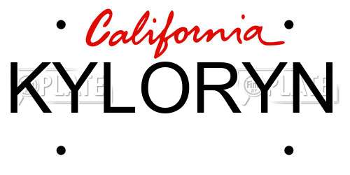 KYLORYN California License Plate