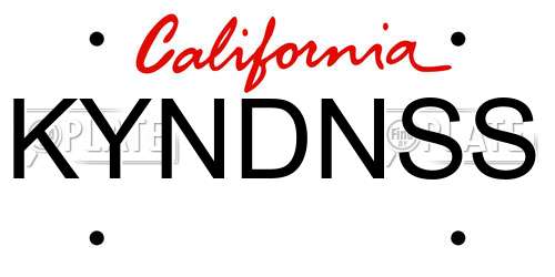 KYNDNSS California License Plate