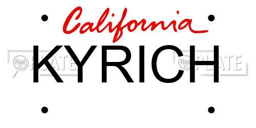 KYRICH California License Plate