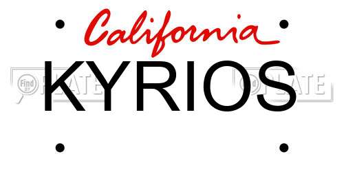 KYRIOS California License Plate