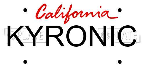 KYRONIC California License Plate