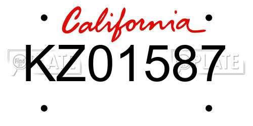 KZ01587 California License Plate