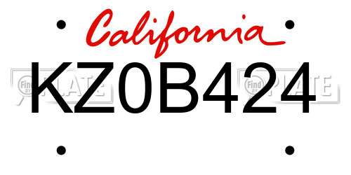 KZ0B424 California License Plate