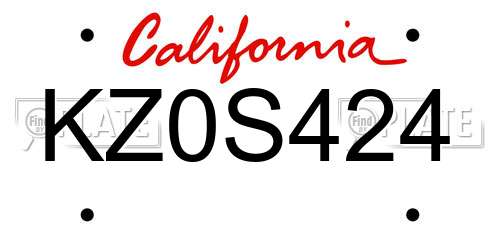 KZ0S424 California License Plate