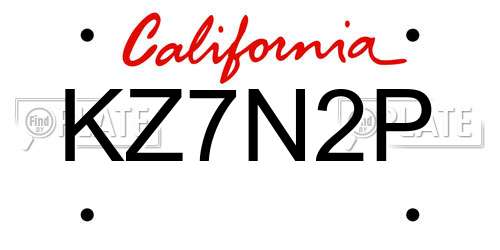 KZ7N2P California License Plate