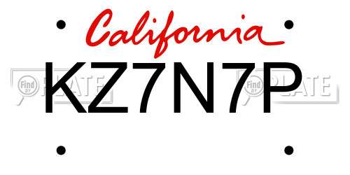 KZ7N7P California License Plate