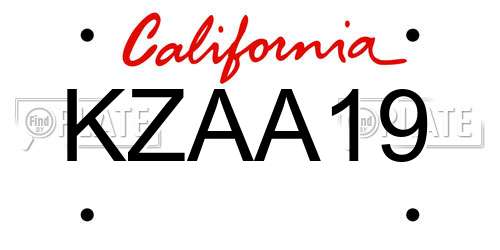 KZAA19 California License Plate