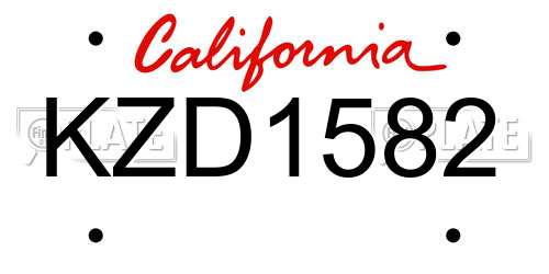 KZD1582 California License Plate