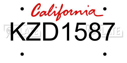 KZD1587 California License Plate