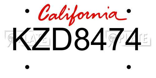 KZD8474 California License Plate