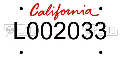 L002033 California License Plate