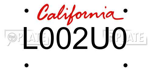 L002U0 California License Plate
