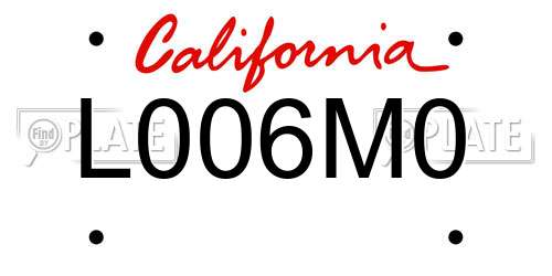L006M0 California License Plate