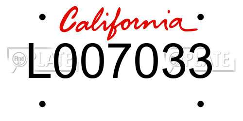 L007033 California License Plate