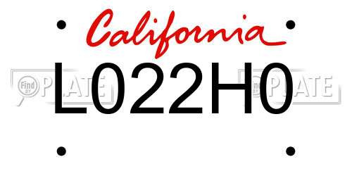 L022H0 California License Plate
