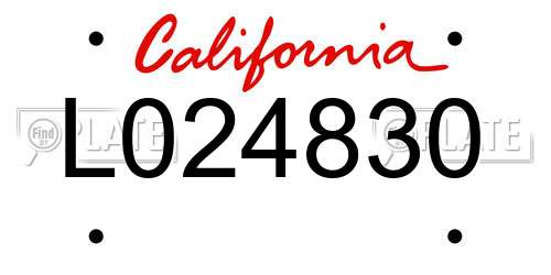 L024830 California License Plate