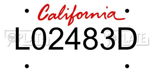 L02483D California License Plate