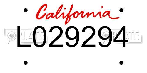 L029294 California License Plate