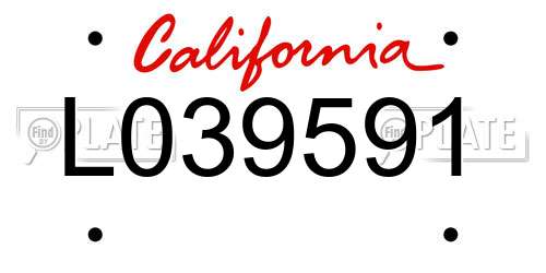 L039591 California License Plate