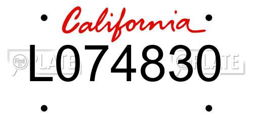 L074830 California License Plate