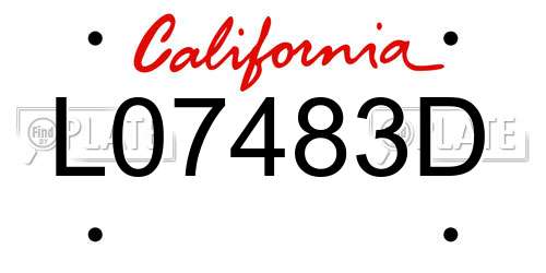 L07483D California License Plate