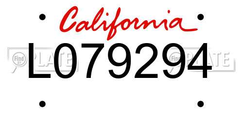 L079294 California License Plate