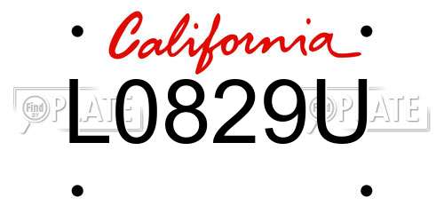 L0829U California License Plate
