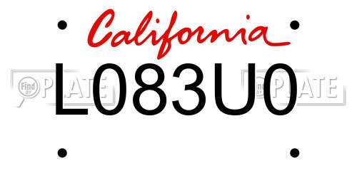 L083U0 California License Plate