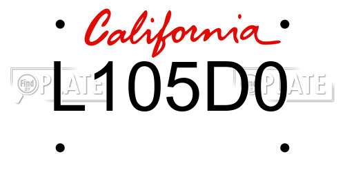 L105D0 California License Plate