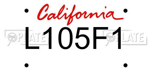 L105F1 California License Plate