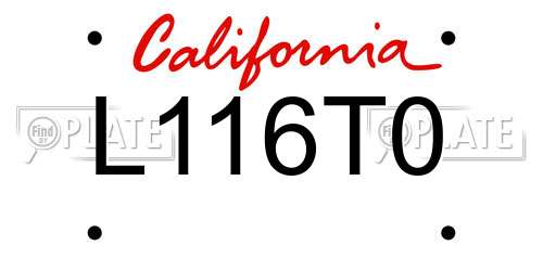 L116T0 California License Plate
