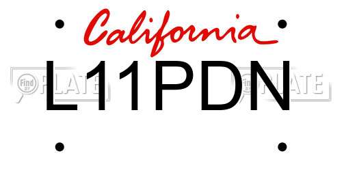 L11PDN California License Plate