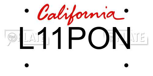 L11PON California License Plate
