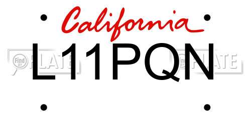 L11PQN California License Plate