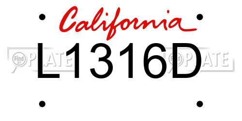L1316D California License Plate