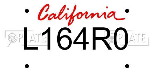 L164R0 California License Plate