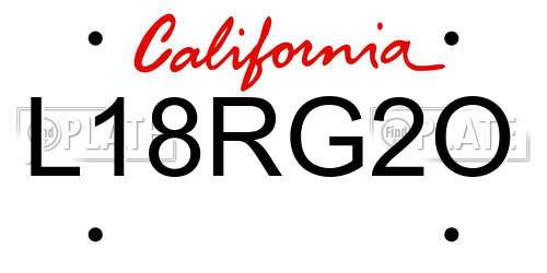 L18RG2O California License Plate