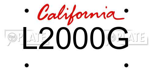 L2000G California License Plate