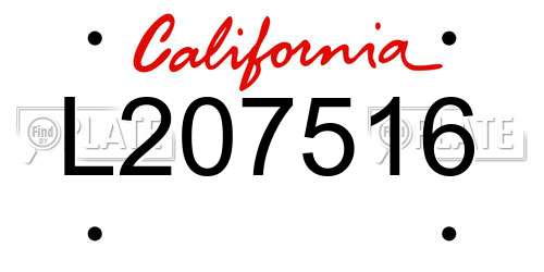 L207516 California License Plate