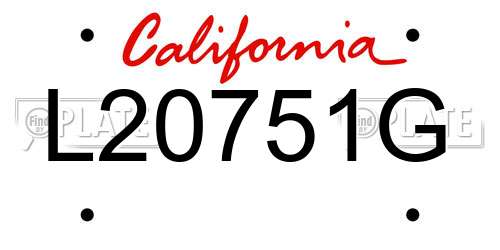 L20751G California License Plate