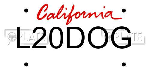 L20DOG California License Plate