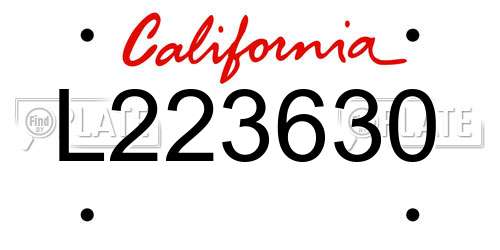 L223630 California License Plate