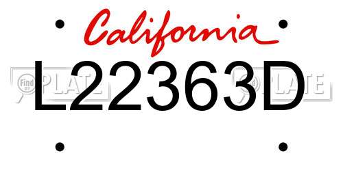 L22363D California License Plate