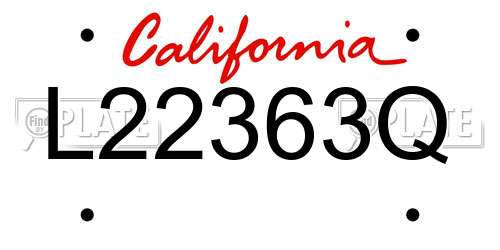 L22363Q California License Plate
