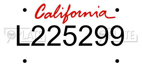 L225299 California License Plate