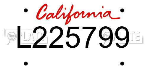 L225799 California License Plate
