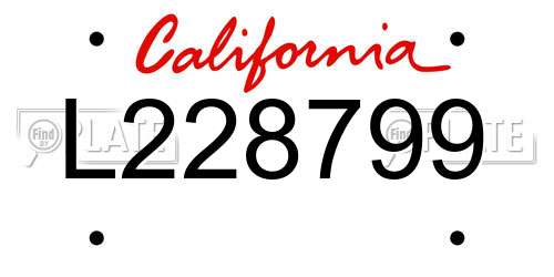 L228799 California License Plate