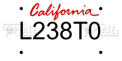 L238T0 California License Plate