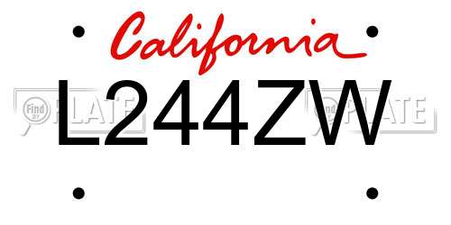 L244ZW California License Plate