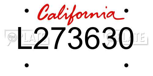 L273630 California License Plate